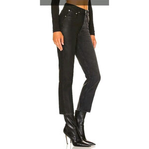 Grlfrnd Karolina High-Rise Straight Crop Jeans Night Market Size 26 Half Coated